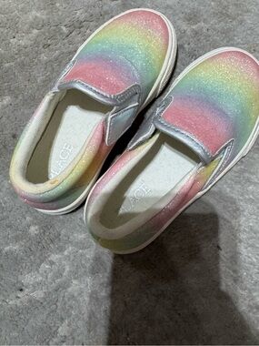Kids Rainbow Glitter Slip-On Sneakers - Pastel Multi